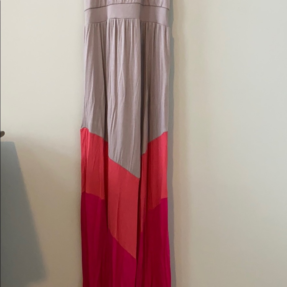 Silvergate Taupe/Coral/Pink Trapeze Maxi Dress Size Large - Picture 6 of 11